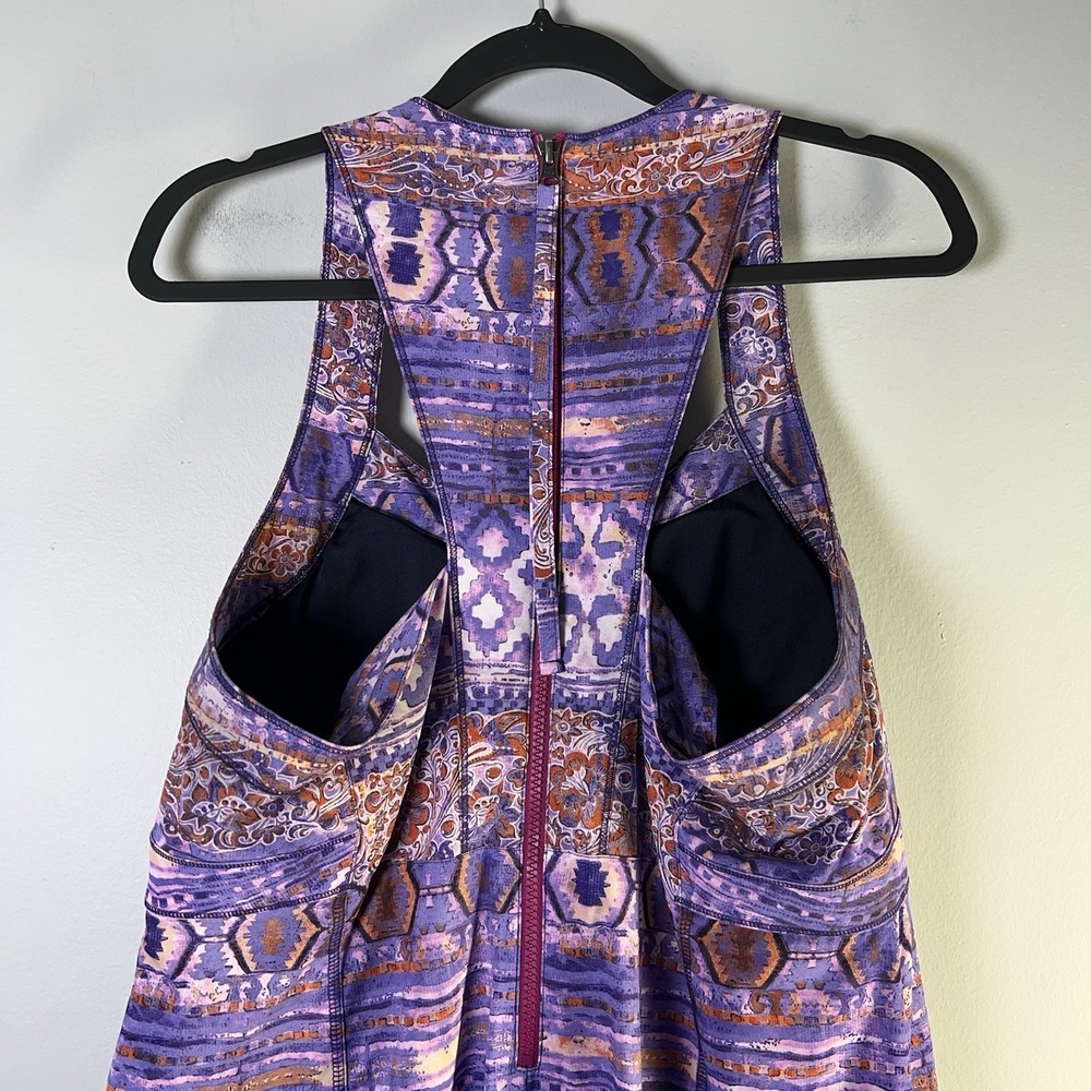 Title Nine Sz 14 Nimblene Arabella Quick Dry Shelf Bra Back Zip Purple Dress Gym - Picture 11 of 16